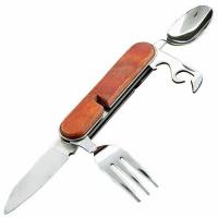 KT-531 Camping knife Нож скл. туристический Кемпинг, 4 предм., сталь 440, рук.стабилизирован. древес