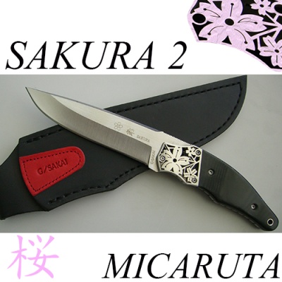GS-11430 Нож туристический Sakura-1 115/230мм,VG-10, микарта, кожаный чехол