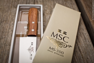 11054 MASAHIRO MSC MS-300 Нож кухонный Накири 160мм, нерж.сталь MBS-26, рук. Pakkawood