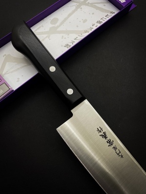 DTY-01 Shimomura Нож кухонный Сантоку 165/295, молибден-ванадиевая сталь, рукоять ABC пластик
