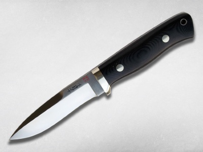 HT-05 Туристический нож Hattori 102/210 мм., сталь AUS-8, рукоять микарта, кожаный чехол